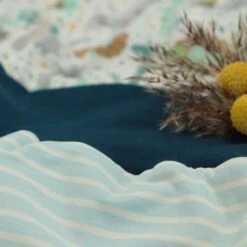 Bio Jersey Stoff Streifen Hellblau Vanille Ringeljersey Stoffonkel -TextilKreativ Verkaufsgeschäft hellblau vanille Ringeljersey Stoffonkel Bio Jersey 416 4