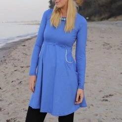 Bio Jersey Stoff Uni Blau Meliert -TextilKreativ Verkaufsgeschäft uni blau meliert Bio Jersey Stoff 2 3