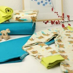 Bio Jersey Motiv Supermops Von Stoffonkel In Beige/weiß -TextilKreativ Verkaufsgeschäft von Stoffonkel in beige weiss Bio 453 4